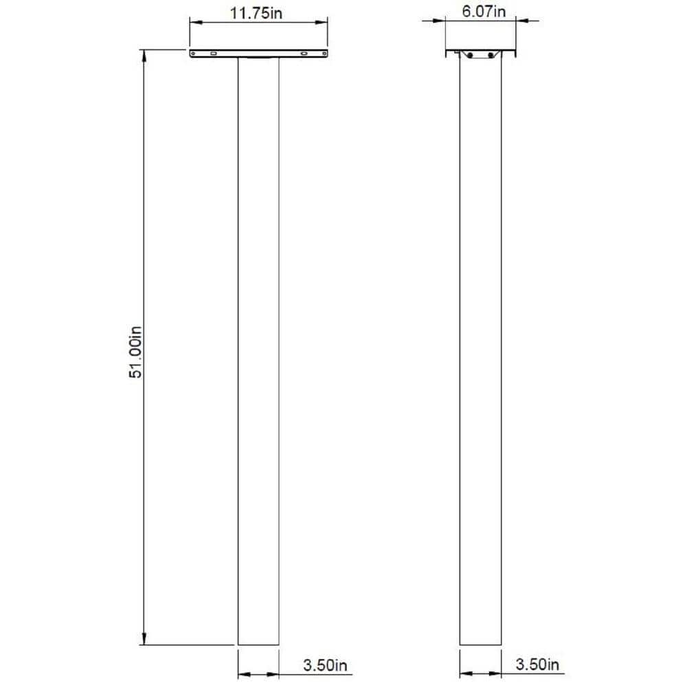 Brighton Black Aluminum Top Mount Mailbox Post, 51" Height
