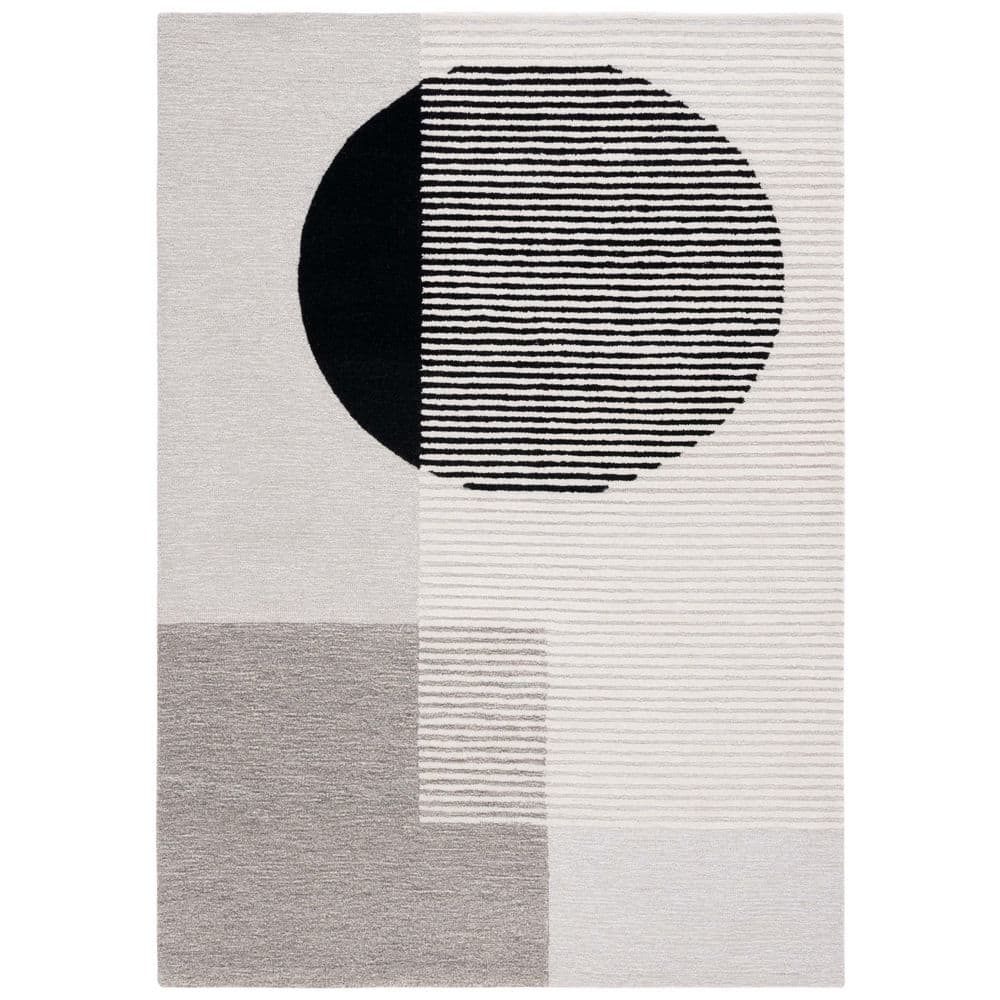 Ebony 4 ft. x 6 ft. Black/Ivory Abstract Geometric Shapes Area Rug price history on PriceWatchPro