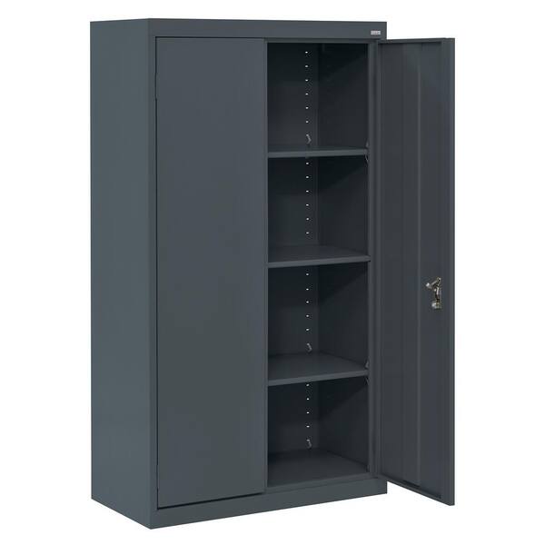 Sandusky System Series 30 in. W x 64 in. H x 18 in. D Charcoal Double Door Storage Cabinet with Adjustable Shelves