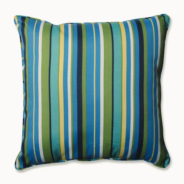 Pillow Perfect Stripe Blue Square Outdoor Square Throw Pillow