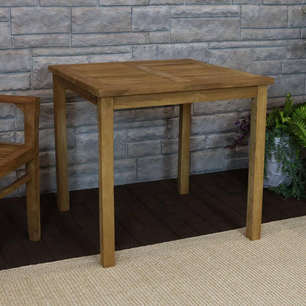 Sunnydaze Light Brown Teak Square Outdoor Dining Table