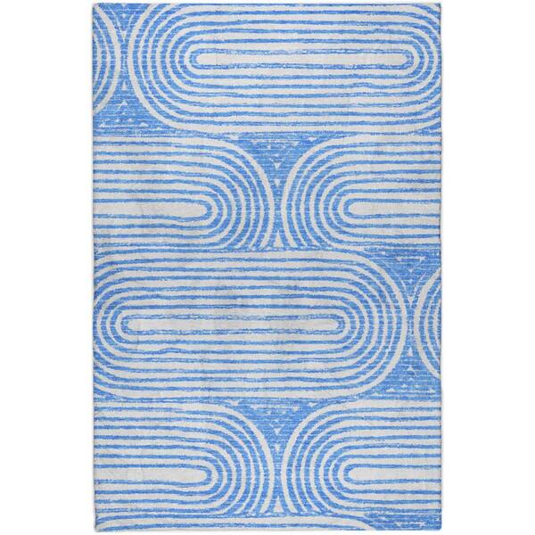 Dream Shag Premium Machine Washable Abstract ADS540 Blue 9 ft. x 12 ft. Area Rug