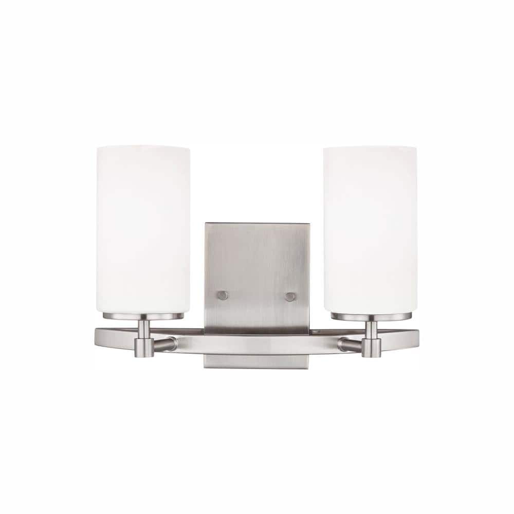 Alturas Brushed Nickel 2-Light LED Wall Bath Sconce with Etched Glass