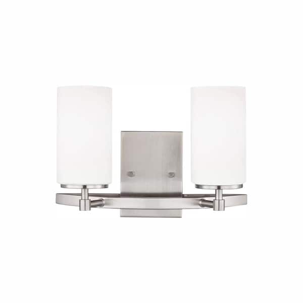 Generation Lighting Alturas 13.5 in. 2-Light Brushed Nickel Modern Contemporary Wall Bathroom Vanity Light with LED Light Bulbs