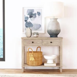 Flagstaff 36 in. Natural Tone Rectangular Wood Console Table with 2 Drawers
