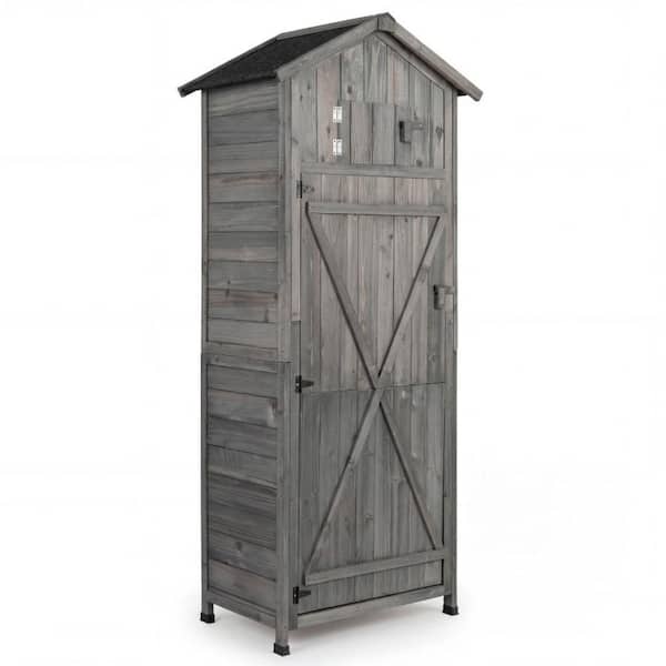 2.5 ft. W x 1.6 ft. D Wood Storage Shed with Shelves and Hooks (4.1 sq. ft. )