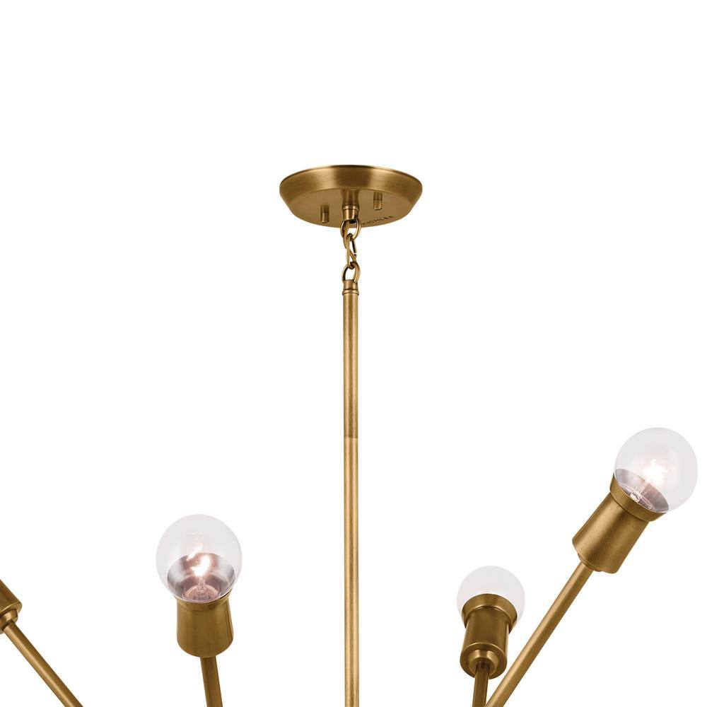 Natural Brass 16-Light Sputnik Chandelier with Adjustable Arms