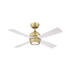 Kwad 44 in. Integrated LED Brushed Satin Ceiling Fan with Opal Frosted Glass Light Kit and Remote Control