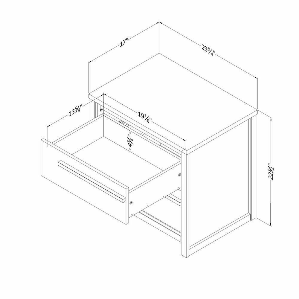 Urban Modern Gray Oak 2-Drawer Nightstand with Matte Black Handles