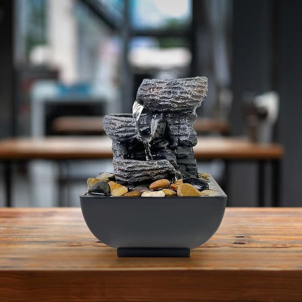 Afoxsos Tabletop Fountain with LED Light, Indoor Zen Meditation