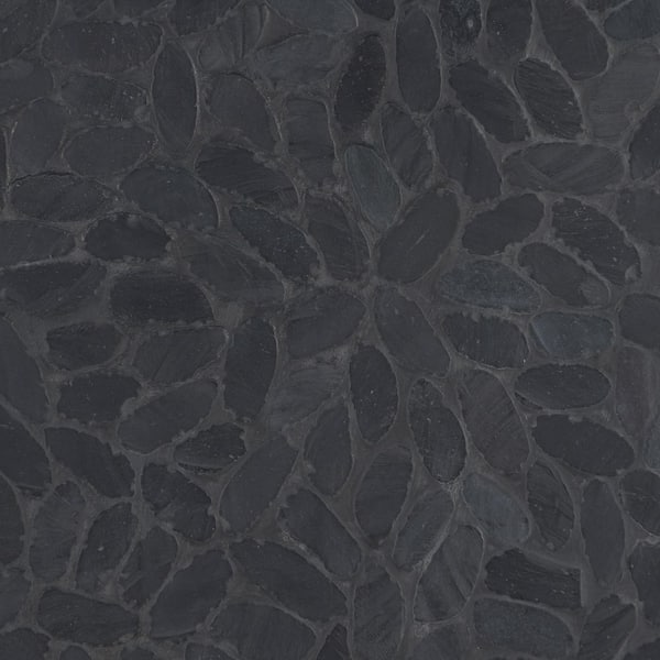 Countryside Sliced Flat Oval 11.81 in. x 11.81 in. Black Floor and Wall Mosaic (0.97 sq. ft. / sheet)