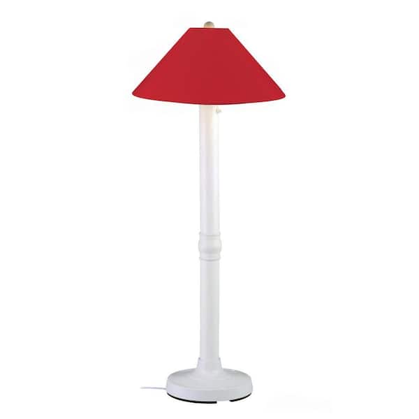 Patio Living Concepts Seaside 60 in. White Outdoor Floor Lamp with Jockey  Red Shade 33621