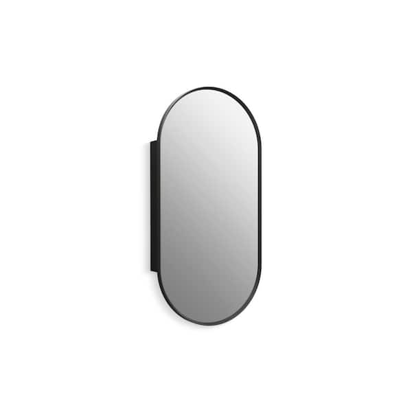 Verdera 20 in. W x 40 in. H Capsule Framed Oval Medicine Cabinet with Mirror in Matte Black