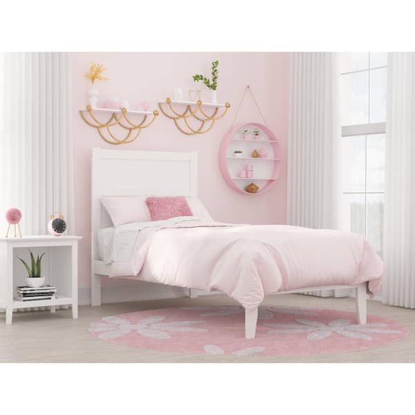 AFI NoHo 38-1/4 in. W White Twin Size Solid Wood Frame with Attachable USB Charger Platform Bed