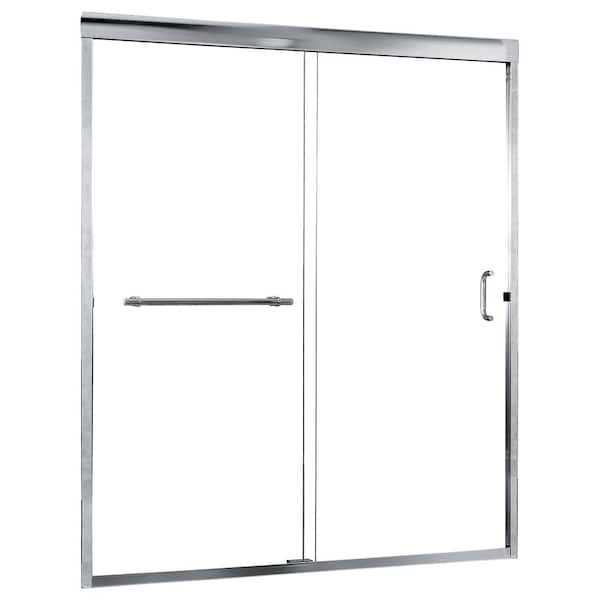 CRAFT + MAIN Marina 48 in. x 72 in. H Semi-Frameless Sliding Shower Door in Silver with 3/8 in. Clear Glass