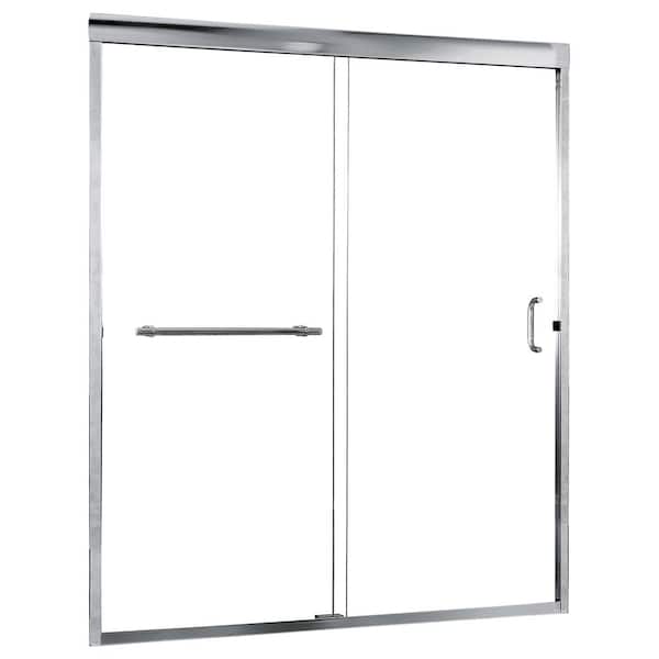 CRAFT + MAIN Marina 60 in. x 72 in. H Semi-Framed Sliding Shower Door in Silver with 3/8 in. Clear Glass