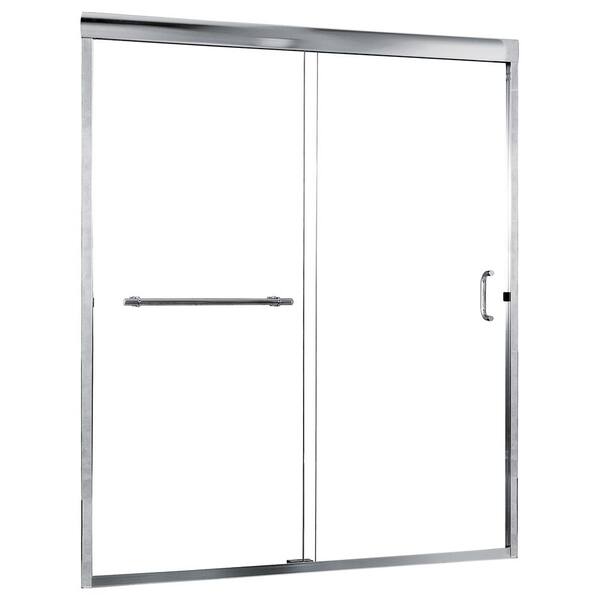 CRAFT + MAIN Marina 60 in. x 60 in. Semi-Framed Sliding Tub Door in Silver with 3/8 in. Clear Glass