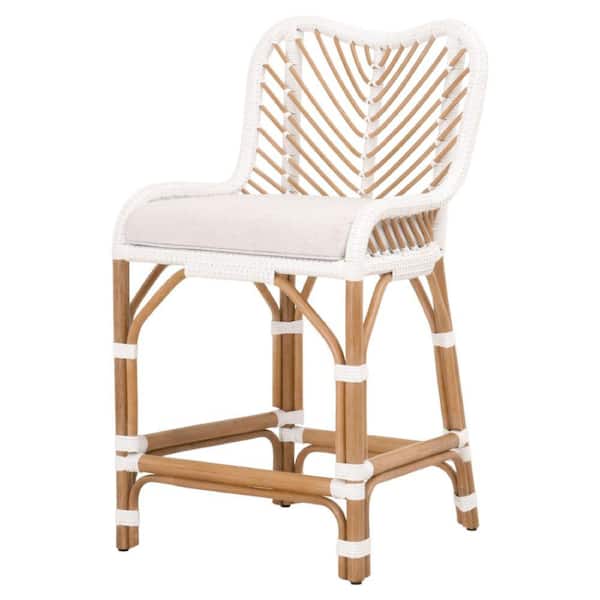 Benjara 33.5 in. Brown Low Back Wood Frame Counter stool with Fabric Seat