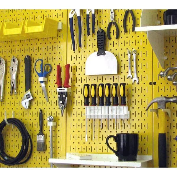32 in. x 32 in. Overall Size Yellow Metal Pegboard Pack with Two 32 in. x 16 in. Pegboards