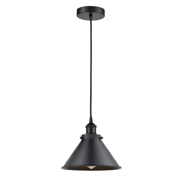 Innovations Briarcliff 1-Light Matte Black Shaded Pendant Light with Matte Black Metal Shade