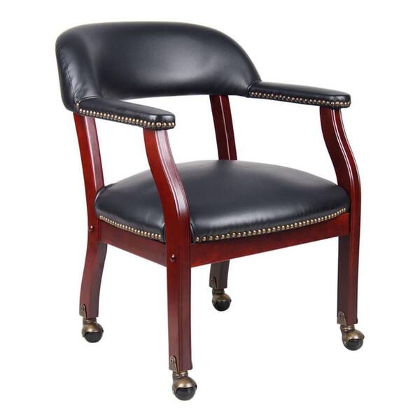 椅子 Anna Benjara Anna Vinyl Upholstered Ergonomic Guest Chair in Black and