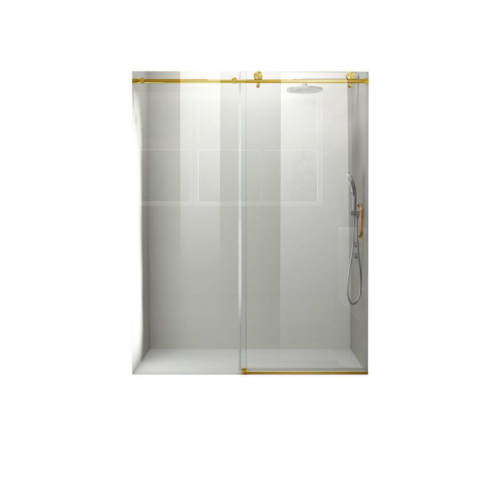 56-60 in. W x 76 in. H Single Sliding Frameless Shower Door in Brushed Gold with Clear Tempered Glass price history on PriceWatchPro