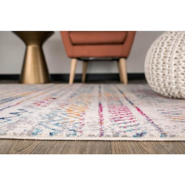 Geometric Distressed Bohemian 2 ft. x 7 ft. Multi Runner Rug