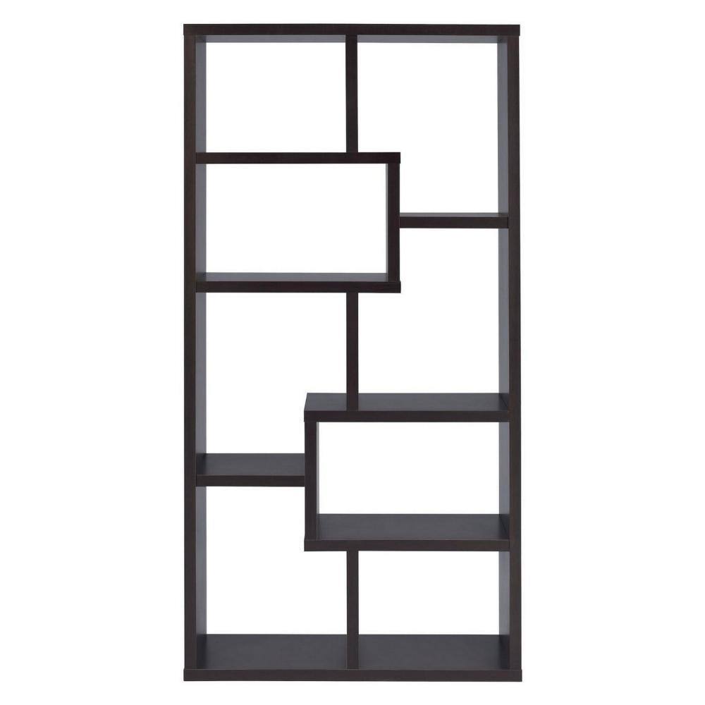 Cappuccino Brown Asymmetrical Cube Wood Bookcase