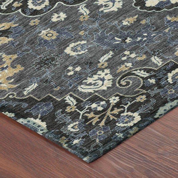 Chantille Machine Washable Indoor/Outdoor Abstract ACN2463 Black 9 ft. x 12 ft. Area Rug