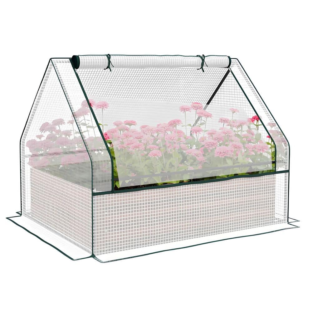 49.25 in. W x 37.5 in. D x 36.25 in. H White Steel Raised Garden Bed with M