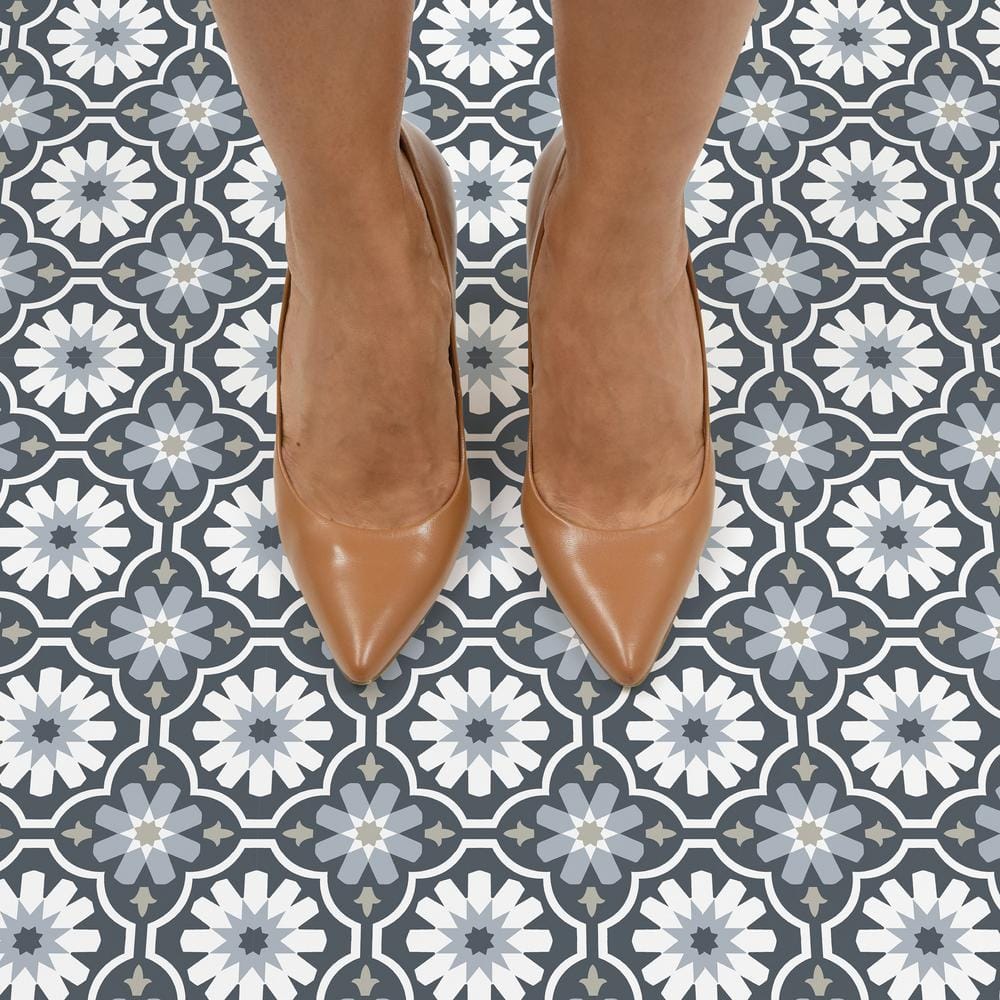 Sevilla Moroccan Slate and White Peel & Stick Vinyl Floor Tiles