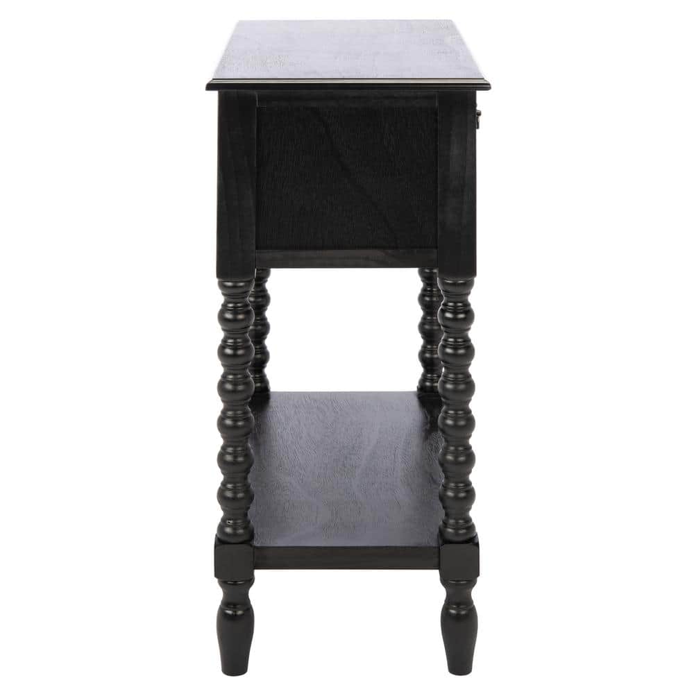 Athena Black Wood 3-Drawer Console Table with Storage