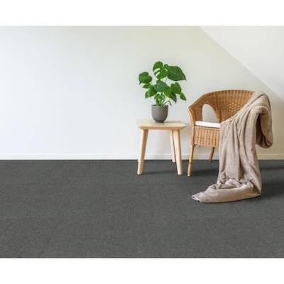 Peel and Stick Inspirations Smoke Ribbed 18 in. x 18 in. Residential Carpet Tile (16 Tiles/Case)