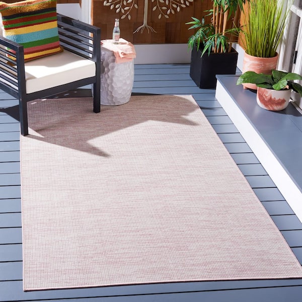 Hampton Pink 6 ft. x 6 ft. Abstract Distressed Indoor/Outdoor Square Area Rug