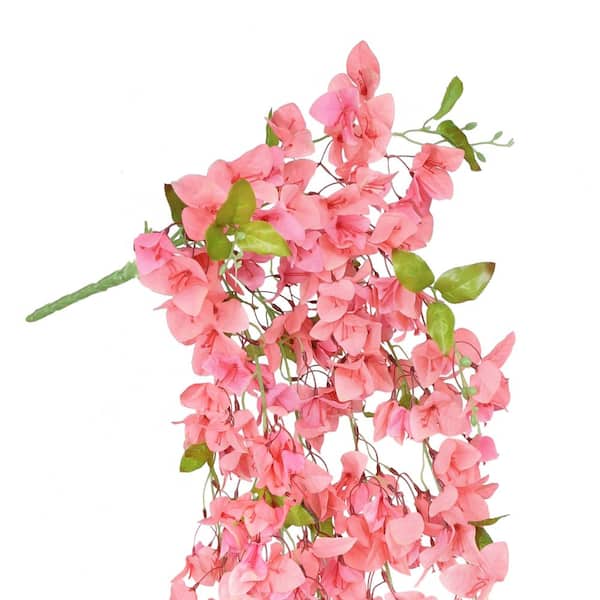 50 in. Peach Artificial Bougainvillea Flower Stem Hanging Spray Bush