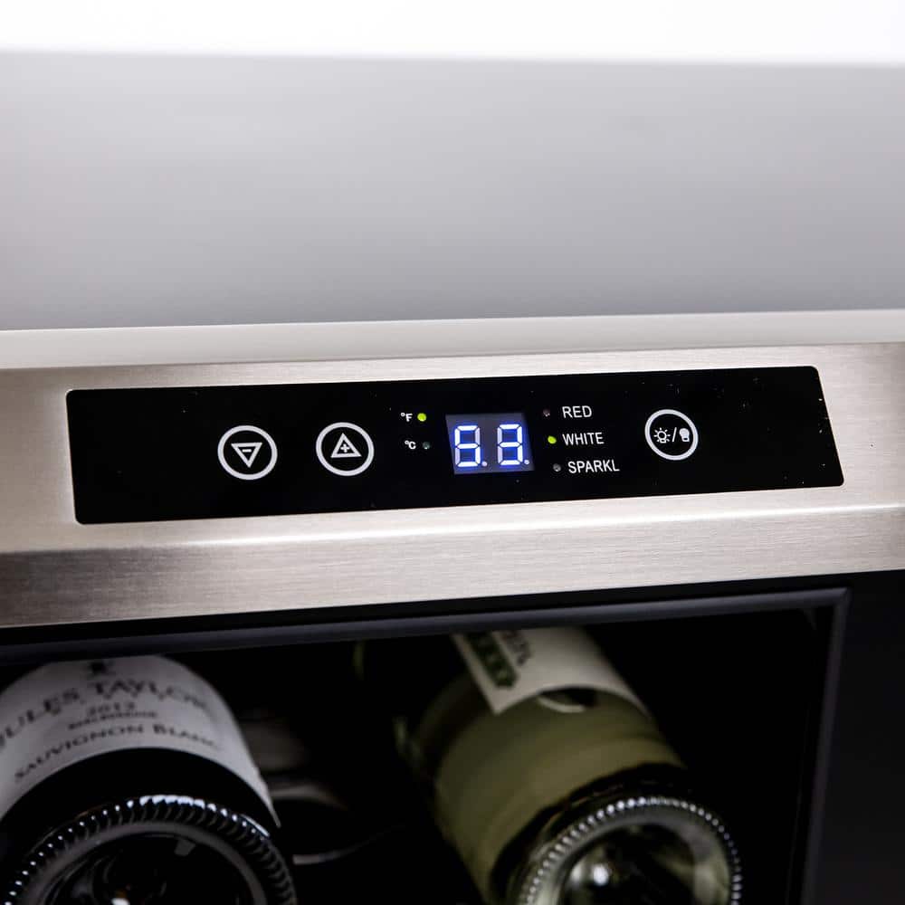 Stainless Steel and Black Dual Zone Wine and Beverage Cooler with LED Lighting