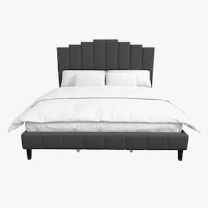 Chaonian 84.2"D Grey Tufted Upholstered Platform Bed with Center Legs