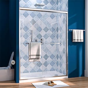 50 in. - 54 in. W x 72 in. H Sliding Framed Shower Door in Brushed Nickel with Clear Glass