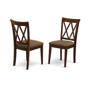 Mahogany Linen Fabric Upholstered Wood Chairs With Cushion, (Set of 2)