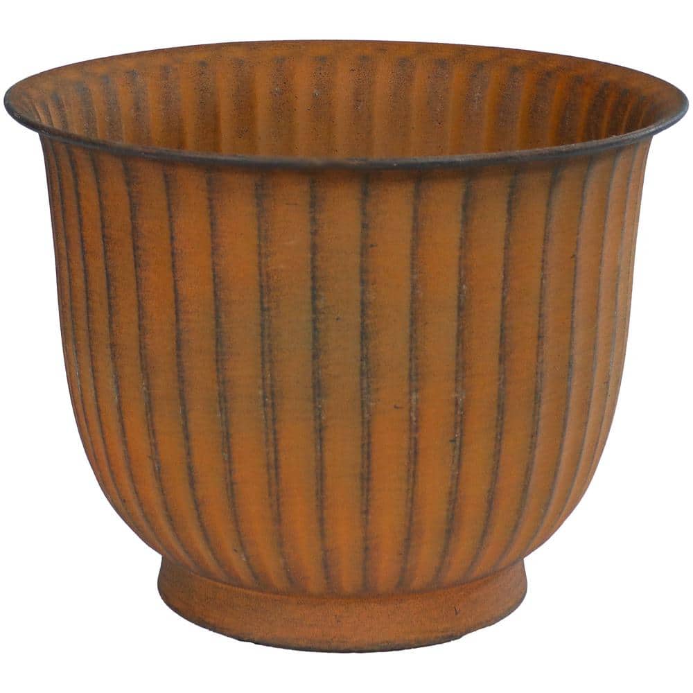Carlotta Matte Brown Medium Metal Indoor/Outdoor Planter Set