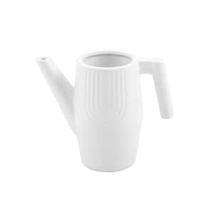 8.75 in. Rainbow Ceramic Watering Can, Matte White