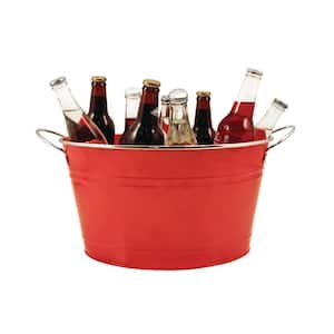 4.5 Gal. Big Red Ice Bucket, Galvanized Metal Drink Tub, Country Home Wine and Beer Chiller
