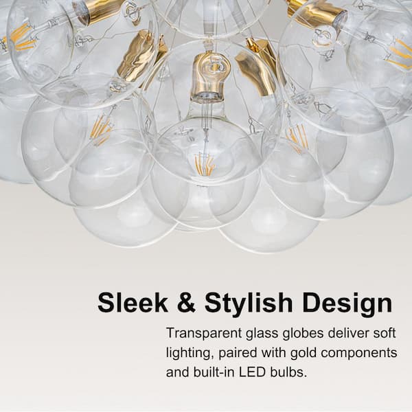 Y'INSP 6-Light White Unique Glass Bubble Chandelier with