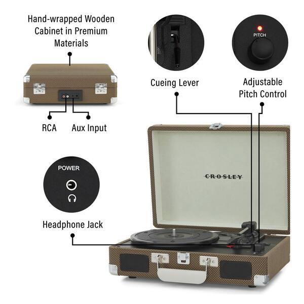 Cruiser Plus Turntable in Tweed CR8005F-TW - The Home Depot