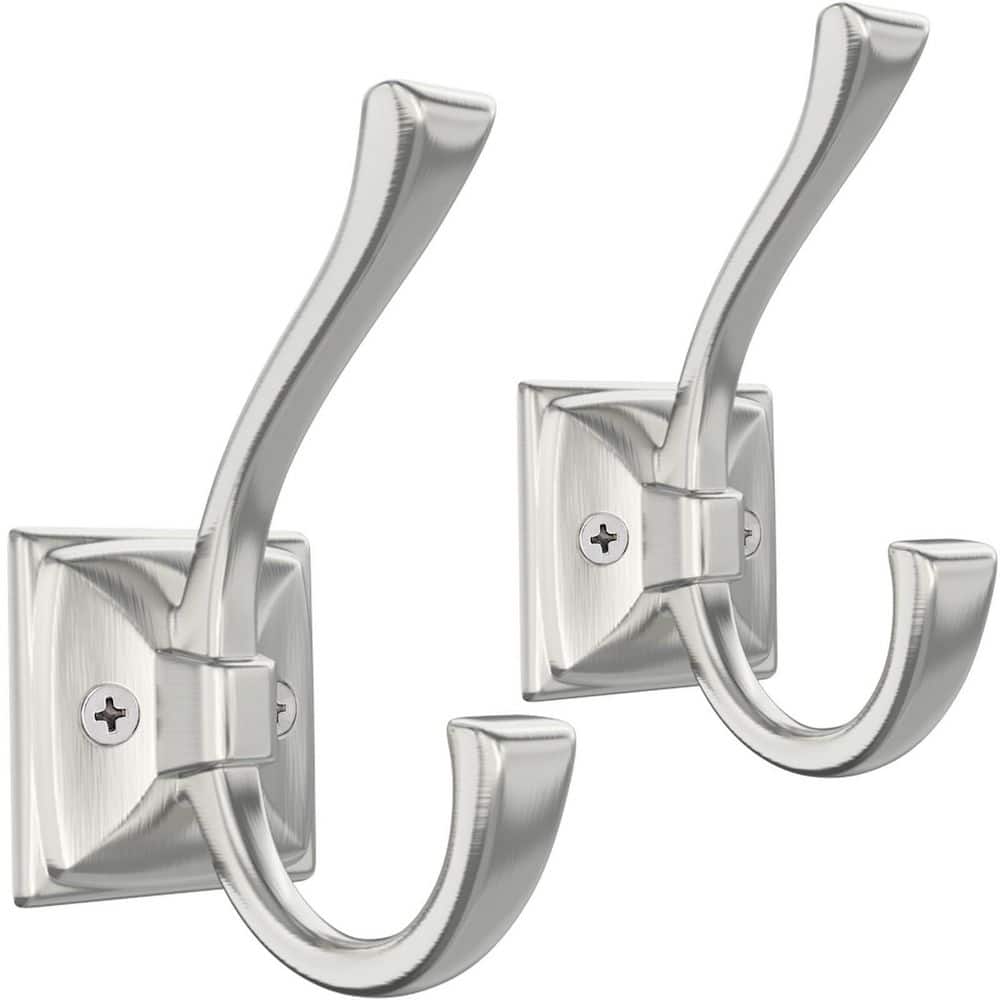 2-Pack Double Robe and Towel Wall Hooks in Brushed Nickel, Heavy Zinc Alloy for Bathroom and Entryway price history on PriceWatchPro