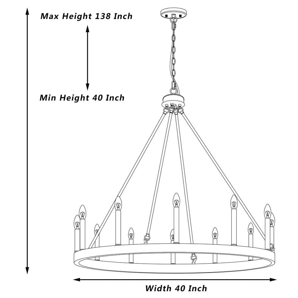 Oil Rubbed Bronze 12-Light Wagon Wheel Chandelier