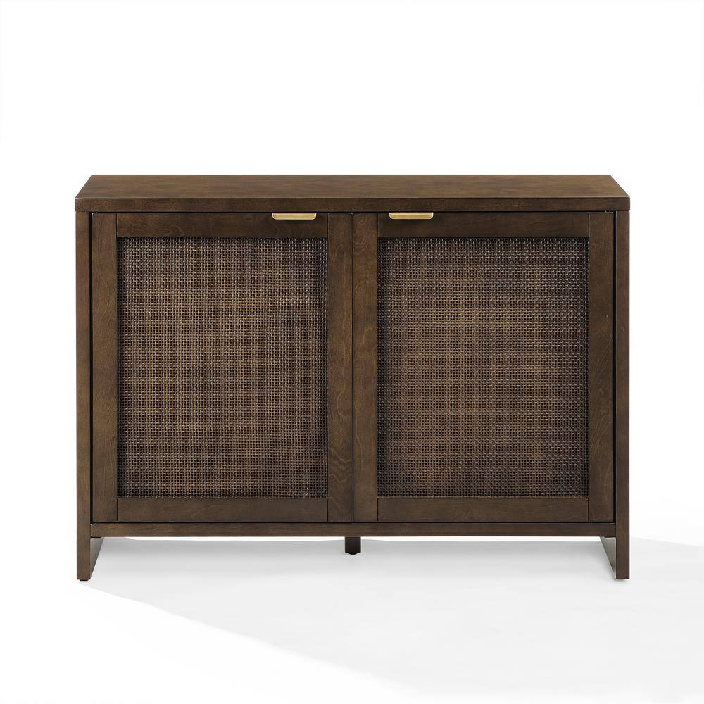 Kenji Handwoven Poly-Rattan 40'' Brown Media Console with Vinyl Storage