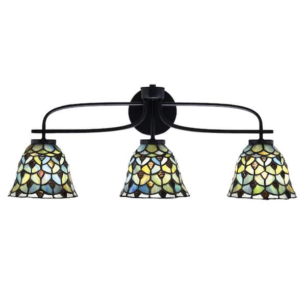 Unbranded Olympia 28.25 in. 3-Light Matte Black Vanity Light