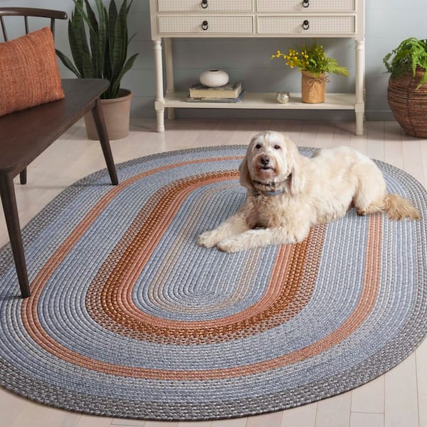 SAFAVIEH Braided Gray/Rust 5 ft. x 8 ft. Machine Washable Multi