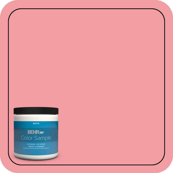 BEHR PREMIUM PLUS 8 oz. #140B-4 Island Coral Satin Enamel Interior/Exterior Paint & Primer Color Sample